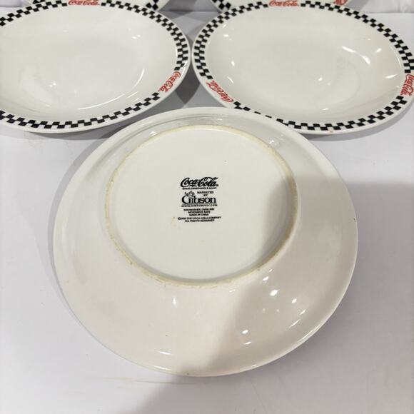 Vintage Coca Cola Red/Black/White Checkered 7 1/2” Plate 2002 Gibson Set Of 5 - Picture 6 of 7